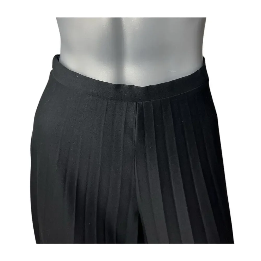 Vtg Pants Pleaded Culottes Wide Leg Black Caron Components Boho 2 XS Zipper